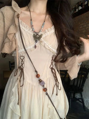 French Fashion Retro Vacation Style Camisole Dress+cardigan Two-piece Set Summer Temperament Long Dresses Female Clothing voguable