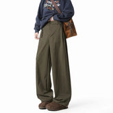Spring Beige Casual Pants Men Fashion Black Wide Leg Pants Men Streetwear Korean Loose Straight Pants Mens Green Trousers voguable