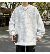 2025 Spring Casual Fashion Tie-dye Hoodies for Men Sweatshirt O Neck Black White Hip Hop Pullover Streetwear Korean Harajuku voguable