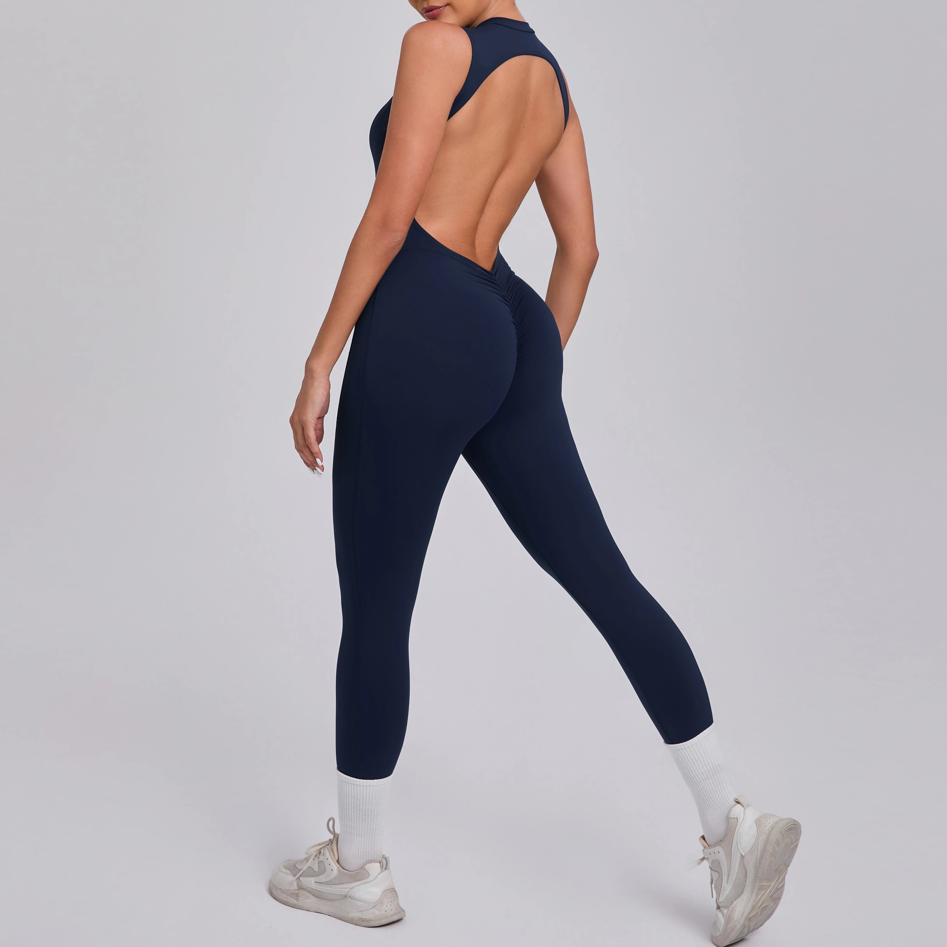 Voguable V Backless One Piece Women Training Yoga Sportswear Women Sports Jumpsuit Fitness Rompers Stretch Female Workout Bodysuits voguable