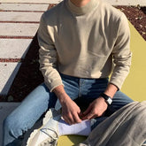 Solid-color Half Turtleneck Bottoming Sweater Men Long Sleeve Korean Fashion Autumn and Winter Casual All-match Pullover Men voguable