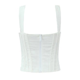 Women White Camisole Corset Tops Fitted Slim Cotton Summer Top Sexy Going Out Bodyshaper Bustier Tank Top voguable