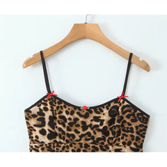 Summer Women O Neck Sleeveless Leopard Print Sling Sexy Dresses High Waist Pencil Mini Robe