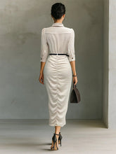 Voguable Spring/Summer New Women's Fashion Commuter Casual Short Sleeve Belt Folded Shirt Dress Women's Wear voguable