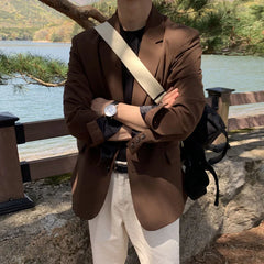 Voguable Coffee Black Blazer Men Fashion Society Mens Dress Jacket Korean Loose Business Casual Suit Jacket Men Office Formal Blazer voguable