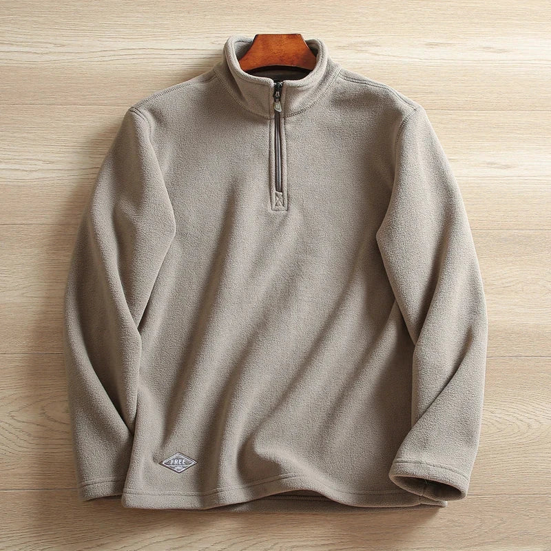 Heat Storage Double-sided Fleece Pullover Autumn Winter Outdoor Windproof Warm Semi-zipper Stand Collar Casual Sweatshirt Jacket voguable