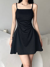 Black Strap Folds Mini Sleeveless Dress mysite