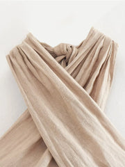 New Fashion Women Sexy Backless Linen Halter Top Summer Crop Top