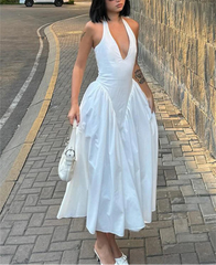 Ladies Summer Evening Party New Fashion Dress Women Sleeveless Backless V-Neck Sexy Maxi Dresses Night Clubwear Female Outfits