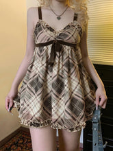 Sweet Plaid Bow Cute Simple Camisole Dresses Tops Fashion All-Match Retro Women Home Clothing voguable