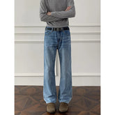 Autumn jeans Mens Classic Straight Leg Jeans Blue Washed Denim Trousers Wholesale Fall Fashion Casual Pants voguable