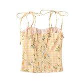 New Women French Style Floral Print Chiffon Camis Sexy Sleeveless Female Holiday Summer Chic Crop Top