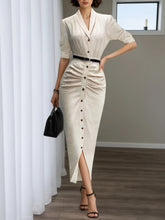 Voguable Spring/Summer New Women's Fashion Commuter Casual Short Sleeve Belt Folded Shirt Dress Women's Wear voguable