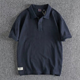 Voguable American Retro Embroidered Solid Color Pearl Mesh Men's Polo Shirt Summer Large Size 300 Catties Versatile Lapel T-shirt Trendy voguable