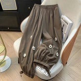 Voguable 3D Floral Women Bloomers Pants Summer Sweet Solid Loose High Waist Harem Trouser Casual Oversize Female New Ankle Length Pants voguable