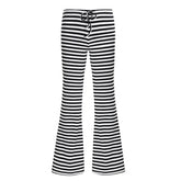 Voguable Y2K Retro Casual High Waist Slimming Pants Elastic Waistband Drawstring Lazy Striped Fashionable Versatile Wide Leg Pants voguable