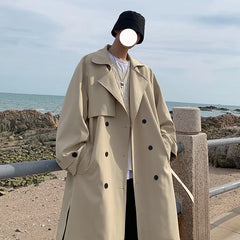 Streetwear Spring Trench Korean Men Fashion Overcoat for Male Long Windbreaker Streetwear Men’s Woman‘s Coat Loose New Clothing voguable