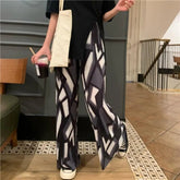 Voguable New Women Clothing Vintage Fashion Geometric Print Pleated Wide Leg Pants Y2K Harajuku Summer High Wiast Loose Straight Trousers voguable