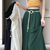 Voguable Ice Silk Women's Spring Summer Straight Loose Lazy Style Wide-leg Pants Floor-slim Skirt Pants voguable