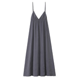 Sexy Backless Flowy Midi Slip Dress Women High Waist V Neck A-line Holiday Summer Dresses Casual Beach Vestidos voguable