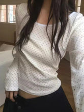 Voguable Y2K Sweet T-Shirt Korean Style Hot Girl Aesthetic Polka Dot Print Basic T-shirt Slim Fit Round Neck Tee Korean Popular Clothes voguable