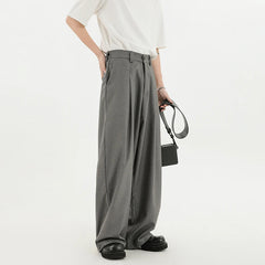 Black Suit Pants Men Oversized Fashion Society Mens Dress Trousers Korean Loose Wide Leg Pants Mens Office Formal Pants M-3XL voguable