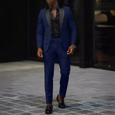 Voguable Men's New Fashion Business Casual Two-piece, Comfortable and Breathable Slim-fit Side Slit Single-button Suit Jacket+trousers voguable