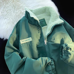 Double Sided Wear Lamb Warm Coat Women Y2K Autumn Winter Plus Velvet Thick Lapel Jacket Bf Fashion Streetwear All Match Outwear voguable