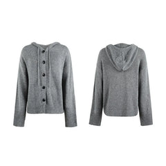 Autumn Winter New Women's Knitwear Y2k Harajuku Casual Single Breasted Solid Color Hooded Drawstring Knit Cardigan Sweater Women voguable