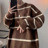 New Korean Trendy Men Sweater Light Luxury Knitted Drooping Stripe O Neck Long Sleeve Pullover Casual High Street Knitwear M-3XL voguable