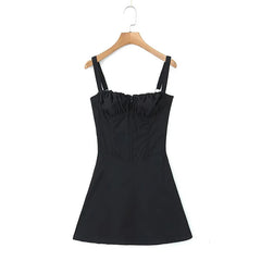 New Fashion Women Back Lacing Up Bandage Black White Sling Dress Sexy Sleeveless Female Summer Party Mini Robe voguable