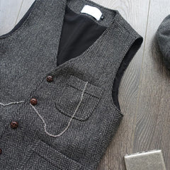 Casual Formal Business Vest for Men Single Breasted Slim Fit Vintage Waistcoat Casual Gilet voguable