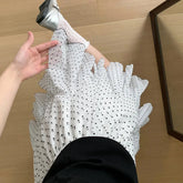 Voguable Dot Mesh Cake Skirt Women Summer High Elastic Waist A-line Short Skirts for Woman Sweet Ballet Style Ruffles Puffy Skirt voguable