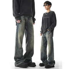 Mens Straight Leg Washed Classic Vintage Denim Jeans Comfort Fit Casual Fashion High Quality Durable Trendy Timeless Trousers voguable