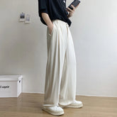 Black White Suit Pants Men Fashion Social Mens Dress Pants Korean Loose Straight Casual Pants Mens Office Formal Trousers M-2XL voguable