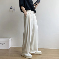 Black White Suit Pants Men Fashion Social Mens Dress Pants Korean Loose Straight Casual Pants Mens Office Formal Trousers M-2XL voguable