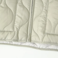 Autumn New Women's Clothing Style Round Neck Loose Lightweight Pocket Decoration Cotton Jacket Quilted Coat Pbong