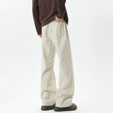 Straight Leg Cotton Pants Semi Elastic Waistband Classic Solid Business Casual Mens Office Comfortable Trousers voguable