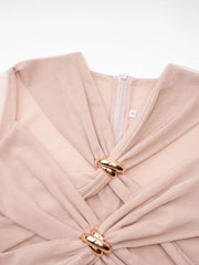 Solid Lace Mesh Spliced Dresess For Women Round Neck High Waist Long Sleeve Elegant Dress Female Spring 2025 New voguable