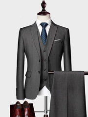 Voguable ( Jacket +Vest+ Pants ) Luxury Men's High-end Brand Solid Color Business Office Suit 3Pcs & 2Pcs Groom Wedding Party Suit Tuxedo voguable