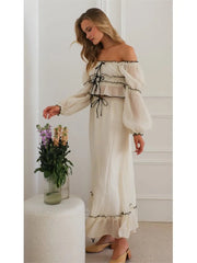 Lantern Sleeve Chiffon Top And A-line Long Skirt Vacation Women Sets 2025 Spring Summer New Ruffle Tee Skirt Summer 2 Piece Set voguable