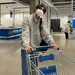 2024 Spring New Korean Fashion Stand Collar Sweatshirts for Men Loose Casual Solid Color Long Sleeve Pullover Hoodies for Men voguable