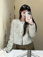 Sweet Women Slim Elegant Jacket Vintage Long Sleeve O Neck Fall Short Coat Korean Small Fragrance Single Breasted Lady Tops voguable