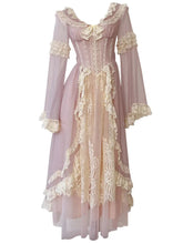 New Peter Pan Collar Women Butterfly Sleeve Dresses 2025 Spring Fashion Lace Patchwork Bow Embroidery Dress Female voguable