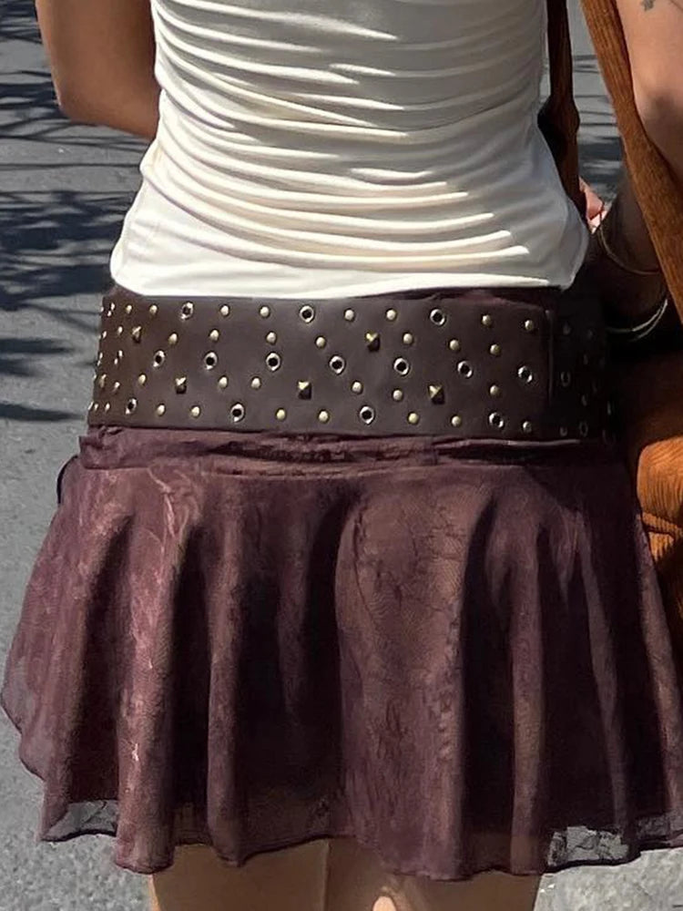 Voguable PU Vintage Wide Belt Rivet Pin Buckle Luxury Belts for Men Women Jeans Waistband Punk Rock Motorcycle Hip Hop Strap y2k voguable