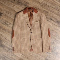 Brown Classic Plaid Tweed Suit for Men Slim fit Groom Wedding Tuxedo Blazer Male Formal Business Jacket Vest Pants 3 Piece voguable