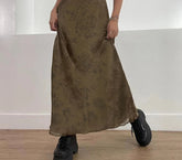 y2k Vintage A-line Skirt Retro Floral Print Loose Patchwork Long Skirts for Women Harajuku Casual Low Rise Ladies Bottoms voguable