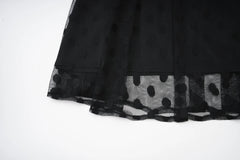 Fashion Black Polka Dot Perspective Dress Women's Round Neck Slim Fly Sleeves Ankle-length Dresses Summer New 3A102 voguable