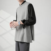 Voguable Korean Sweater Vest Men Slim Fit Fashion Solid Color Casual O-neck Knitted Pullover Men Knitting Sweaters Men Jumper Clothes voguable