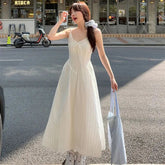 Voguable Elegant Pleated Holiday Dress Women Sexy Backless Sleeveless Slim Camis Dresses Solid High Waist Streetwear Party Vestidos voguable